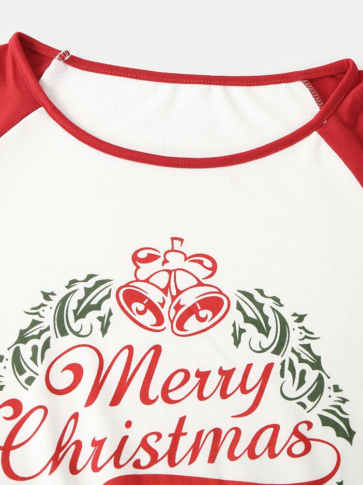 Vrouwen Kerst Raglanmouwen Lange Mouw Trui Streep Joggerbroek Gezellige Thuis Tweedelige Pyjama Set