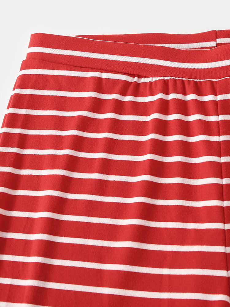 Vrouwen Kerst Raglanmouwen Lange Mouw Trui Streep Joggerbroek Gezellige Thuis Tweedelige Pyjama Set