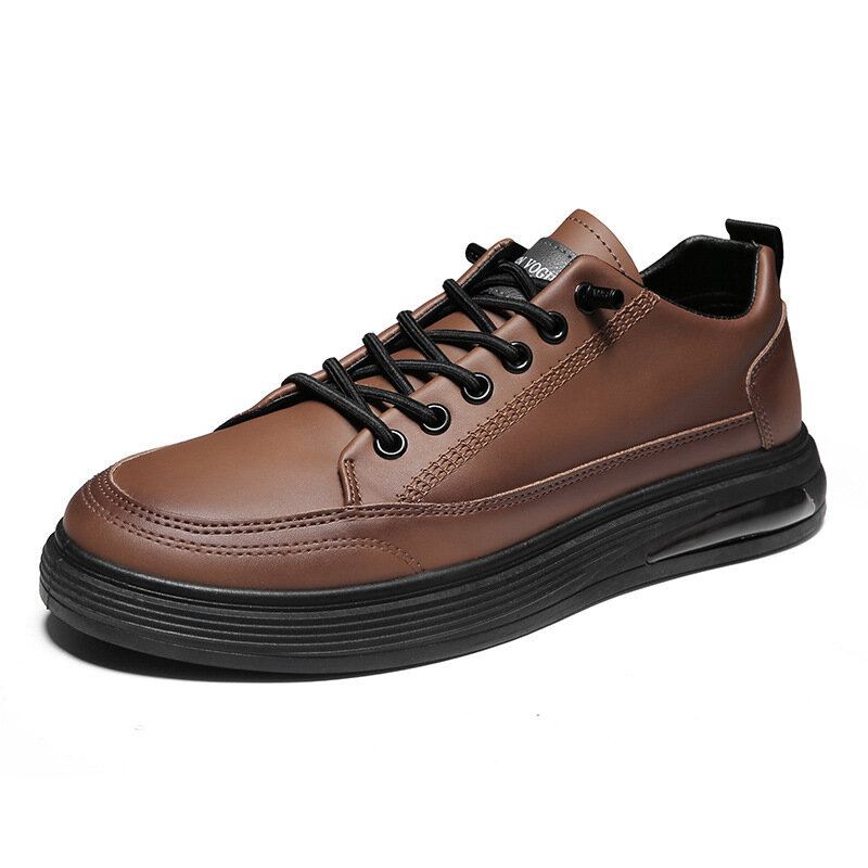Casual Skateschoenen Voor Heren In Pure Kleur Met Pu-leer En Demping