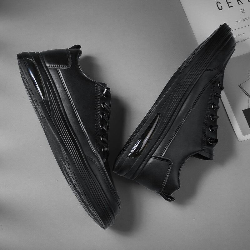 Casual Skateschoenen Voor Heren In Pure Kleur Met Pu-leer En Demping