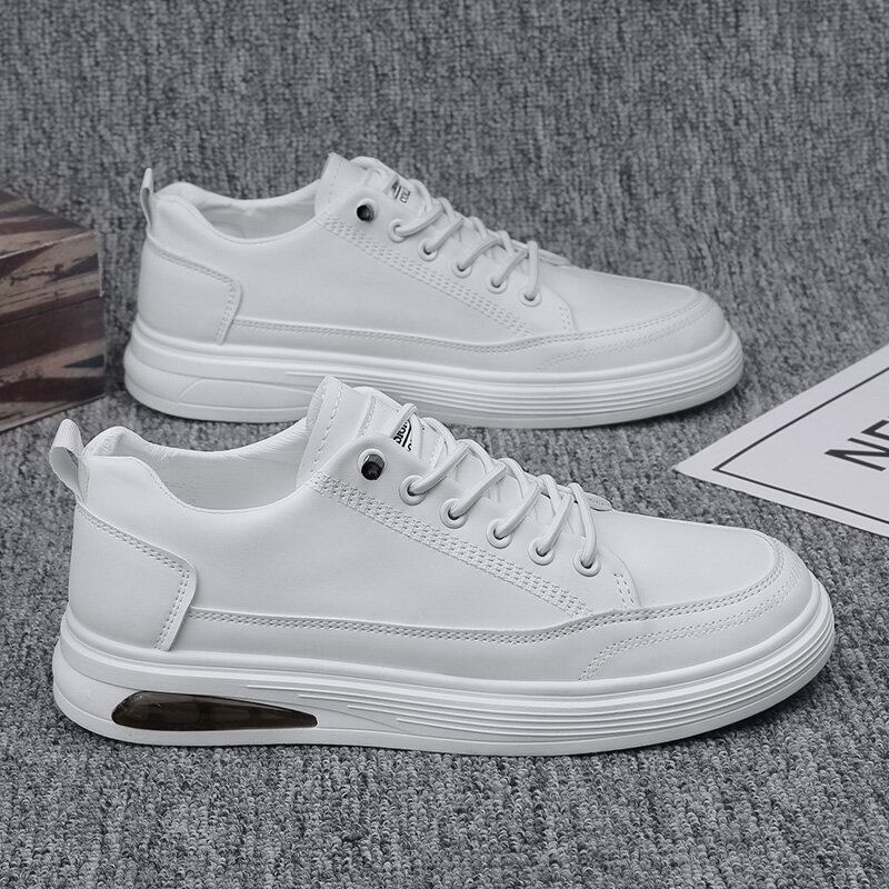Casual Skateschoenen Voor Heren In Pure Kleur Met Pu-leer En Demping