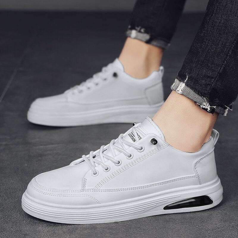 Casual Skateschoenen Voor Heren In Pure Kleur Met Pu-leer En Demping