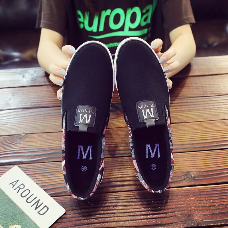 Heren Canvas Ademende Slip On Non Slip Soft Casual Court Shoes