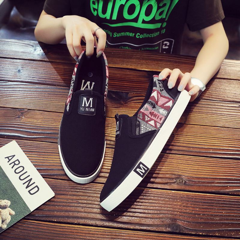 Heren Canvas Ademende Slip On Non Slip Soft Casual Court Shoes