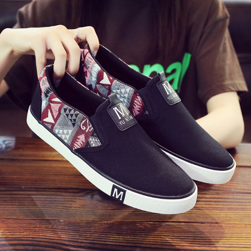 Heren Canvas Ademende Slip On Non Slip Soft Casual Court Shoes