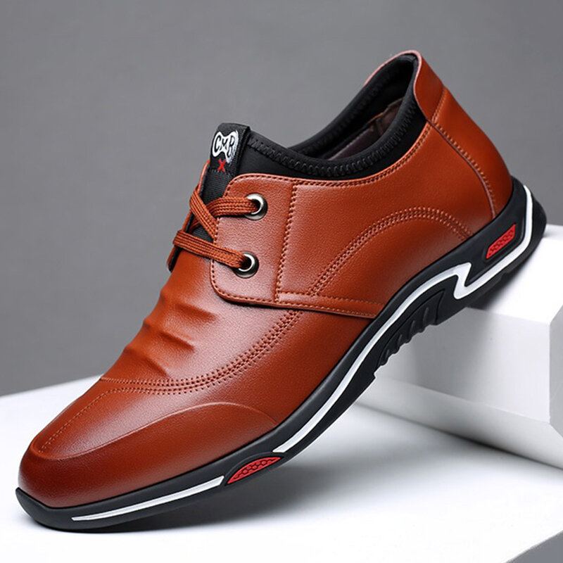 Heren Rundleer Ademend Zachte Bodem Non Slip Lace Up Casual Business Shoes