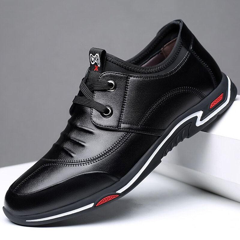 Heren Rundleer Ademend Zachte Bodem Non Slip Lace Up Casual Business Shoes
