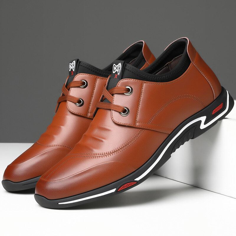 Heren Rundleer Ademend Zachte Bodem Non Slip Lace Up Casual Business Shoes