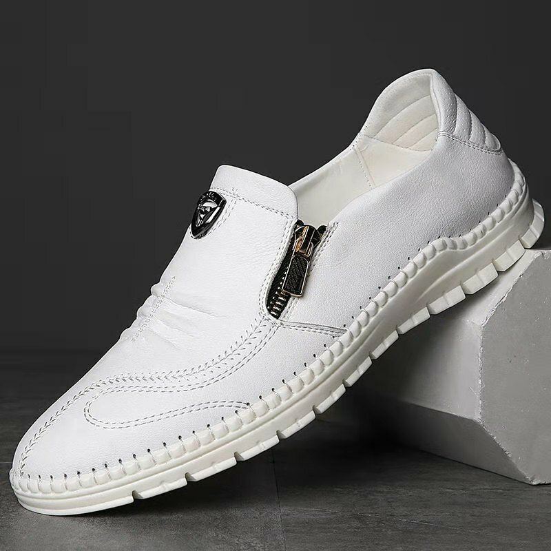 Heren Rundleer Ademende Zachte Zool Slip On Comfy Business Casual Schoenen