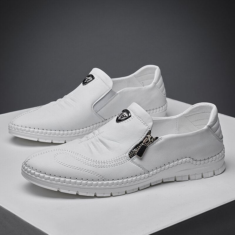 Heren Rundleer Ademende Zachte Zool Slip On Comfy Business Casual Schoenen