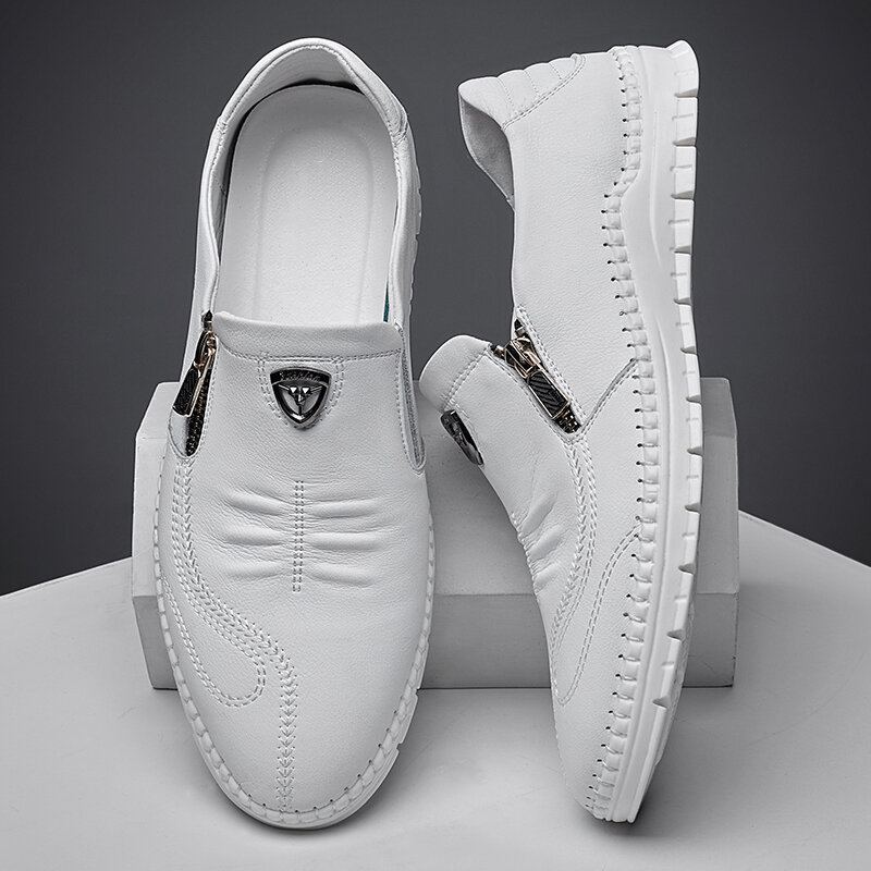 Heren Rundleer Ademende Zachte Zool Slip On Comfy Business Casual Schoenen