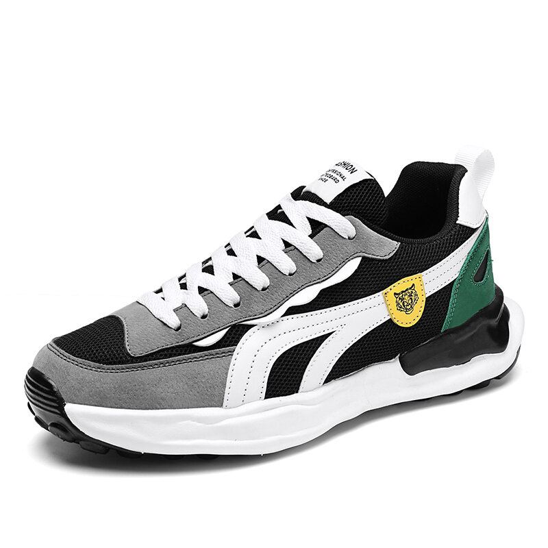Heren Stijlvolle Stof Splicing Ademende Non Slip Running Casual Schoenen