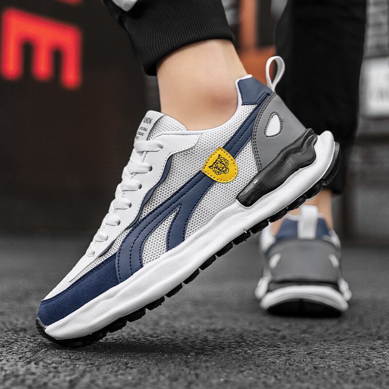 Heren Stijlvolle Stof Splicing Ademende Non Slip Running Casual Schoenen