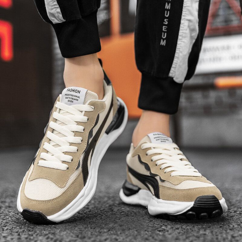 Heren Stijlvolle Stof Splicing Ademende Non Slip Running Casual Schoenen
