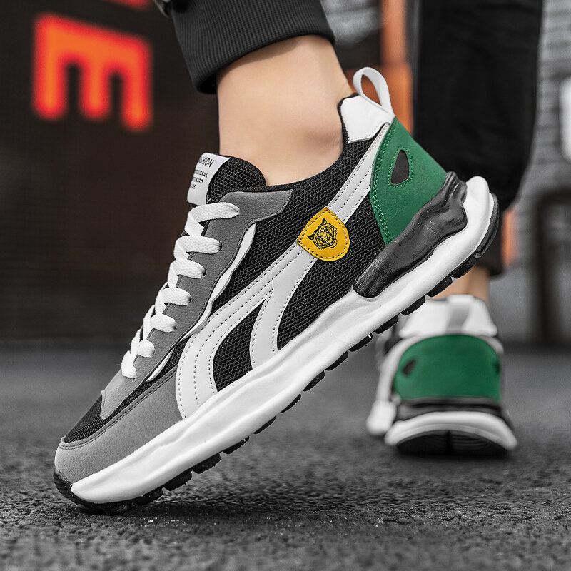 Heren Stijlvolle Stof Splicing Ademende Non Slip Running Casual Schoenen