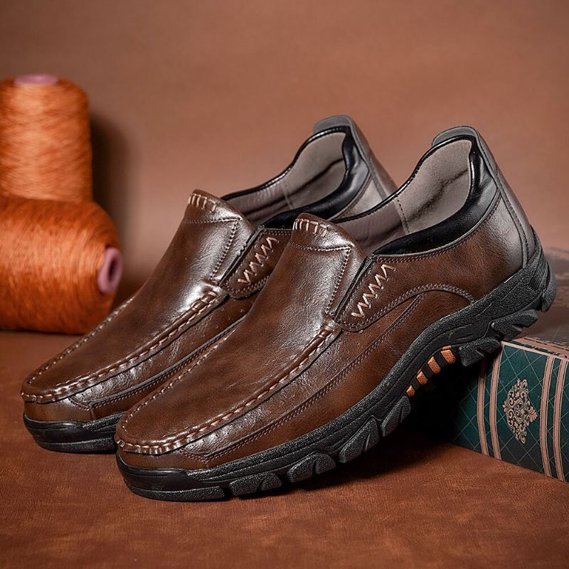 Mannen Echt Leer Antislip Zachte Zool Comfortabele Outdoor Wandelschoenen