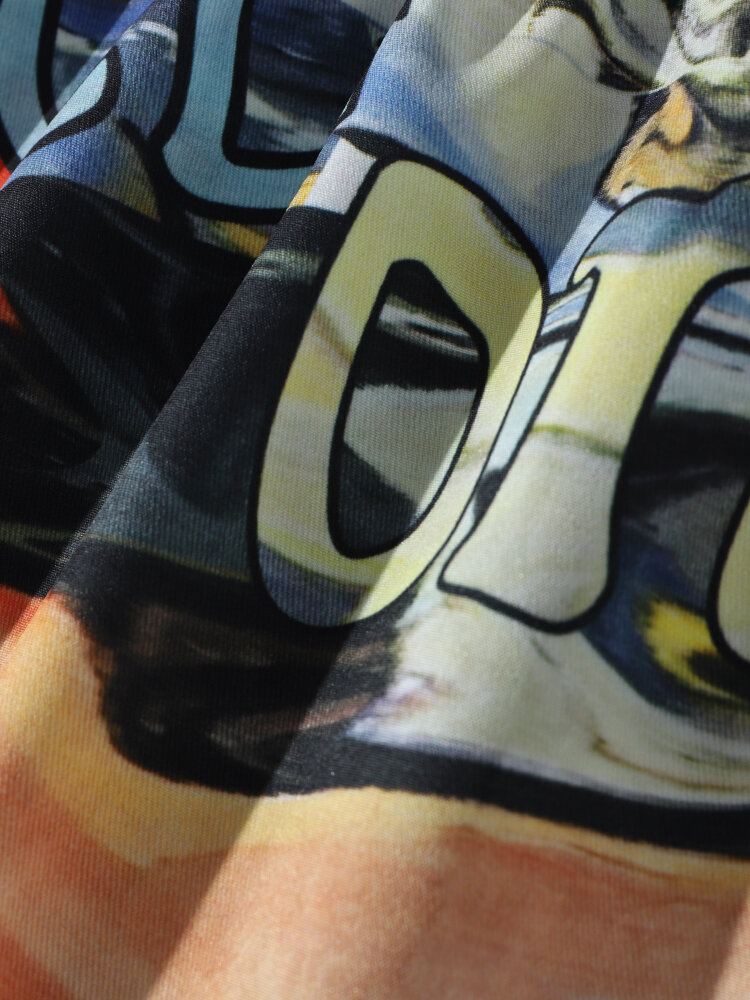Mannen Letter Graffiti Kleurrijke Halflange Alle Matched Shorts