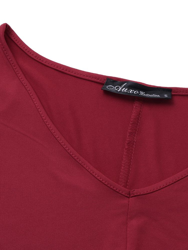 Werkkleding Effen Jumpsuit Met V-hals En Korte Mouwen Voor Dames