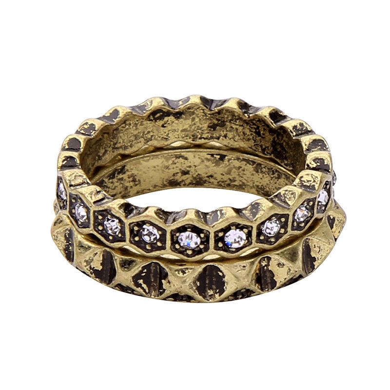 Dubbellaagse Strass-vingerring Afrikaanse Bronzen Vrouwenring Voor Cadeau!