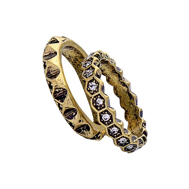 Dubbellaagse Strass-vingerring Afrikaanse Bronzen Vrouwenring Voor Cadeau!