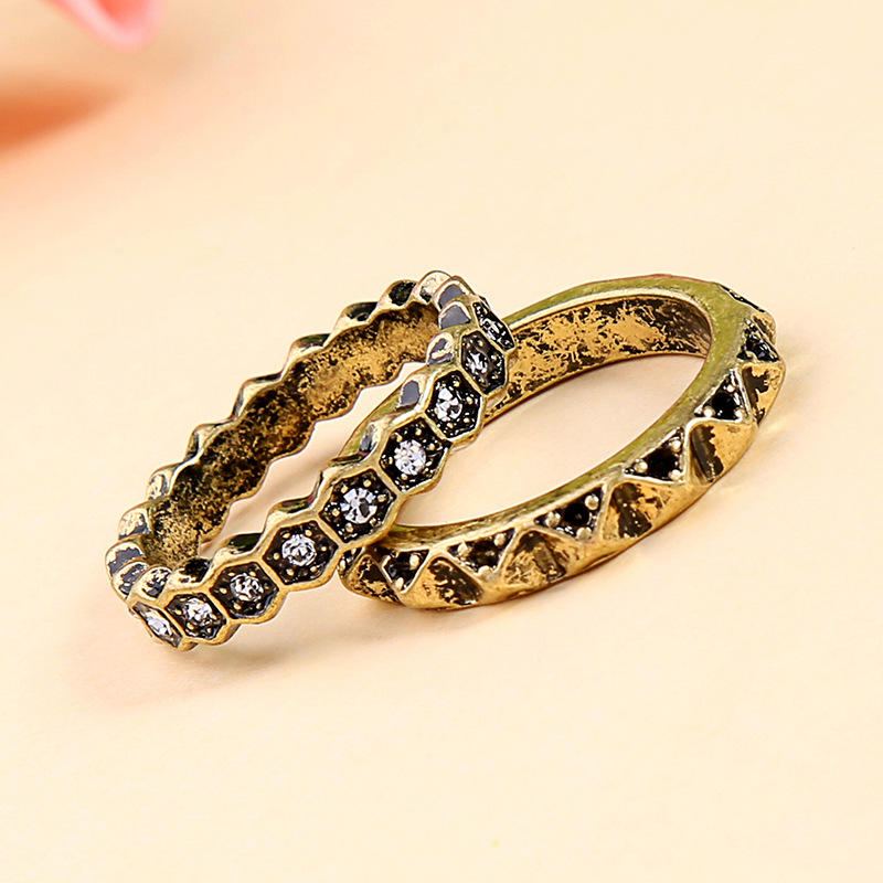 Dubbellaagse Strass-vingerring Afrikaanse Bronzen Vrouwenring Voor Cadeau!