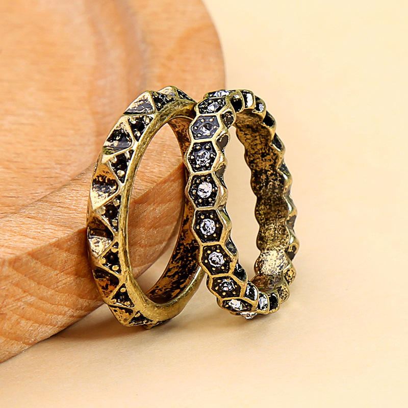 Dubbellaagse Strass-vingerring Afrikaanse Bronzen Vrouwenring Voor Cadeau!