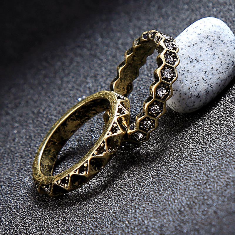 Dubbellaagse Strass-vingerring Afrikaanse Bronzen Vrouwenring Voor Cadeau!