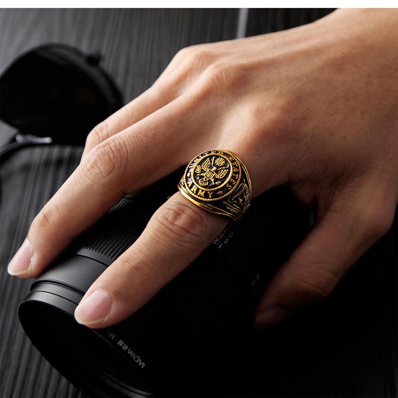 Persoonlijkheid Retro Slab Eagle Titanium Stalen Ring