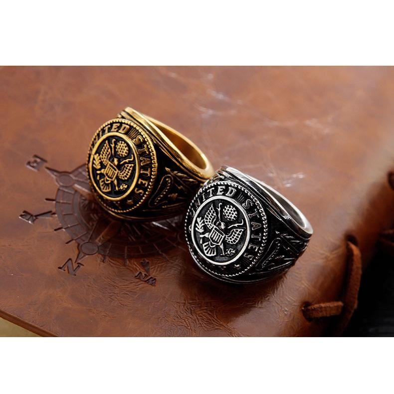 Persoonlijkheid Retro Slab Eagle Titanium Stalen Ring