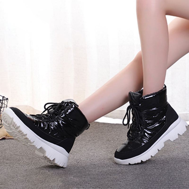 Dames Comfy Warme Voering Waterdichte Veterschoenen Korte Snowboots