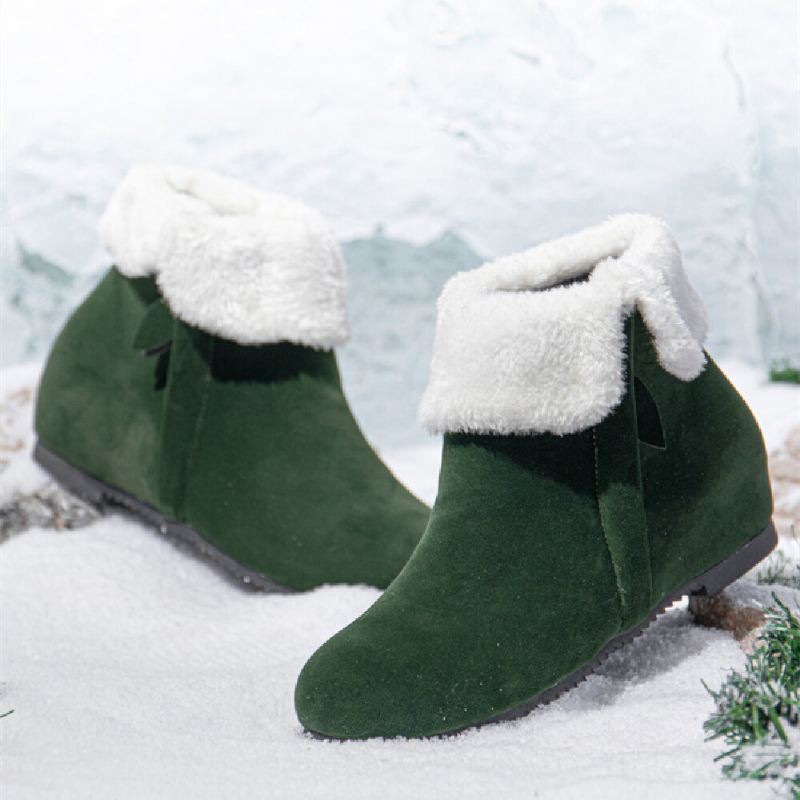 Dames Effen Kleur Zijrits Warme Fluff Flanging Snowboots