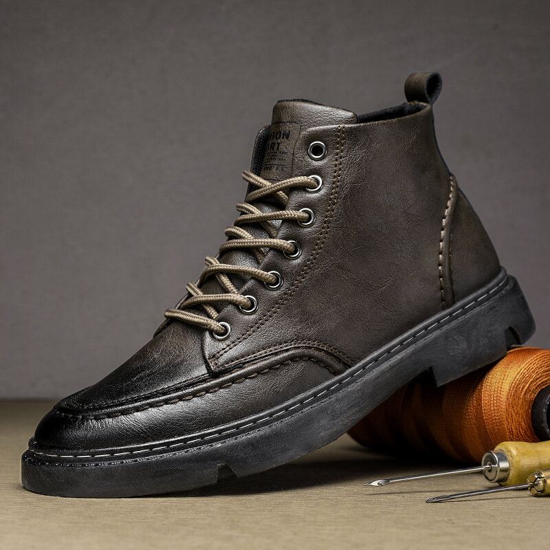 Heren Retro Casual Antislip Veterschoenen Met Veters