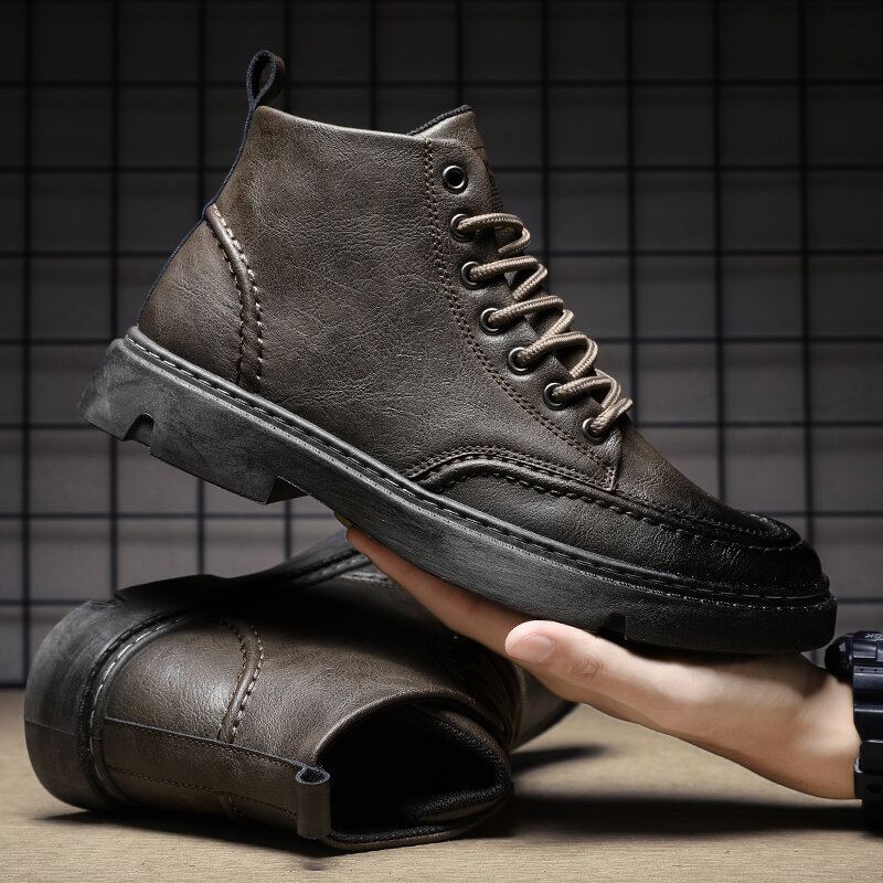 Heren Retro Casual Antislip Veterschoenen Met Veters