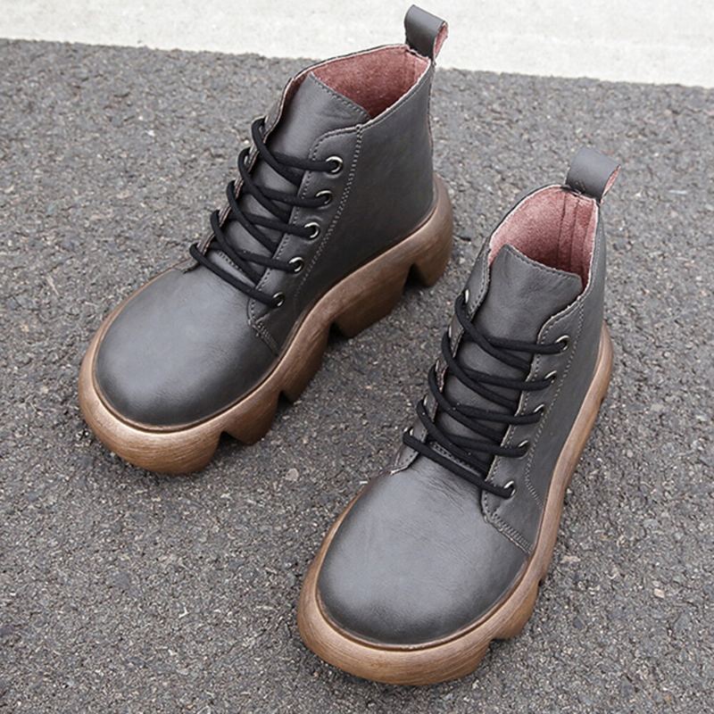 Plus Maat Dames Comfortabele Veterschoenen Met Dikke Zool En Korte Laarzen