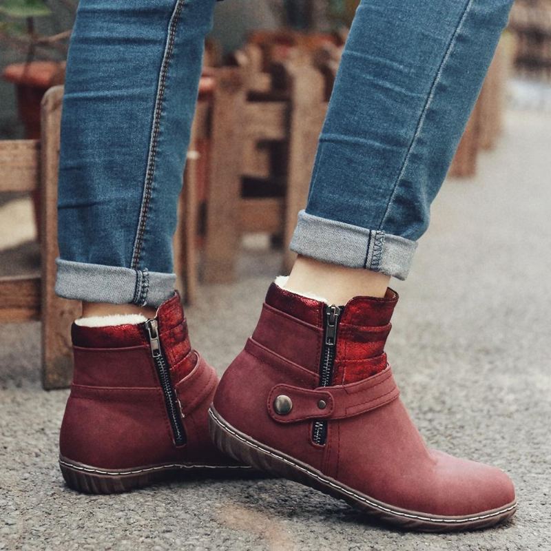 Stiksels Antislip Pluche Voering Warme Casual Enkel Korte Laarzen