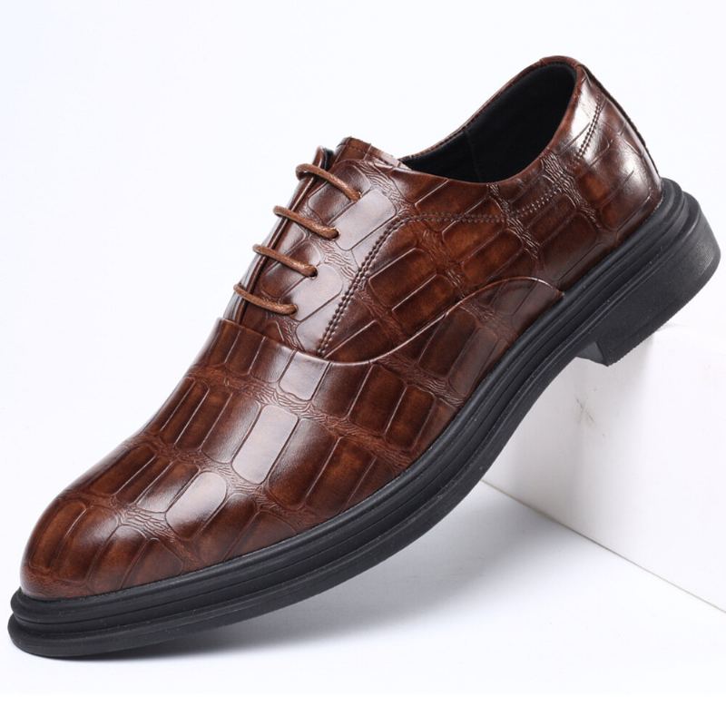 Heren Lederen Comfortabele Zachte Zool Krokodil Graan Engeland Stijl Casual Zakelijke Schoenen