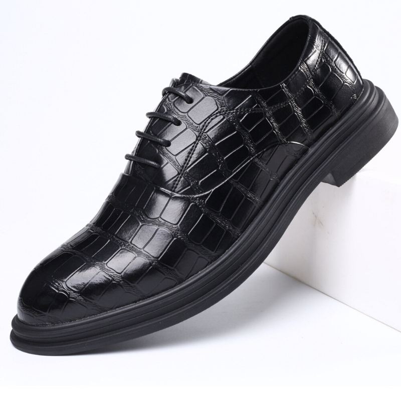 Heren Lederen Comfortabele Zachte Zool Krokodil Graan Engeland Stijl Casual Zakelijke Schoenen