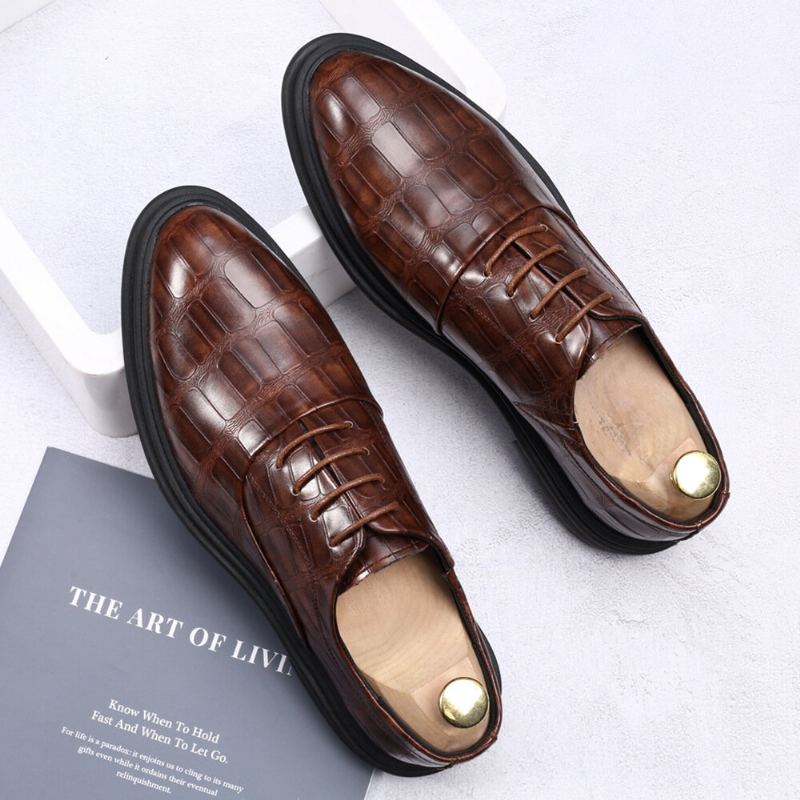 Heren Lederen Comfortabele Zachte Zool Krokodil Graan Engeland Stijl Casual Zakelijke Schoenen