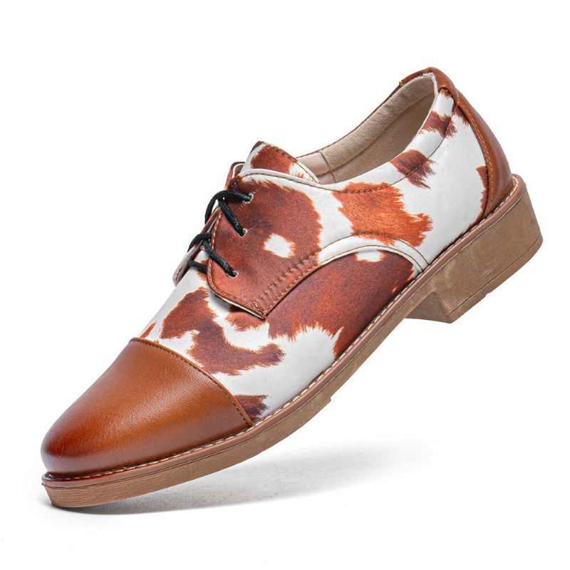 Heren Microfiber Lederen Patroon Kruiden Lace Up Business Dress Shoes