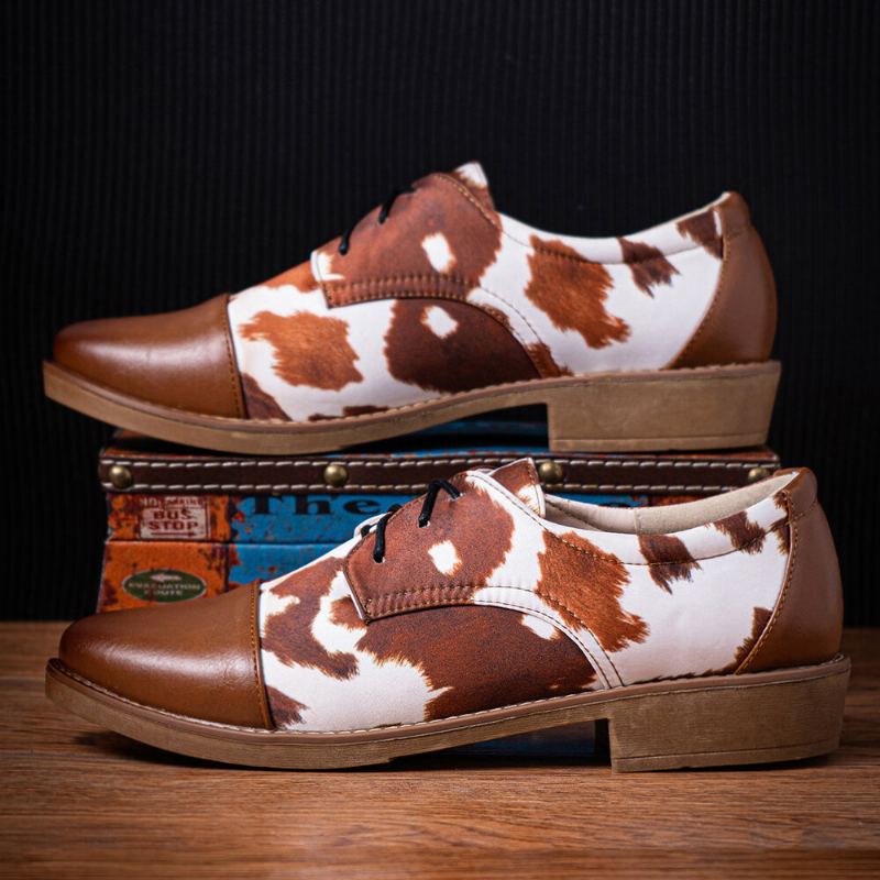 Heren Microfiber Lederen Patroon Kruiden Lace Up Business Dress Shoes