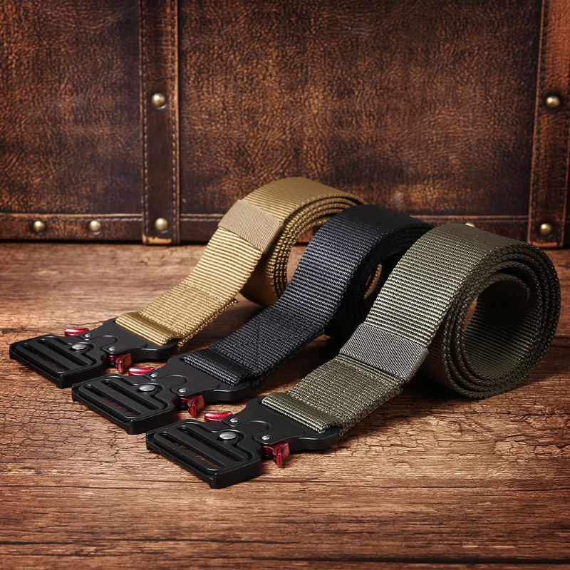 125 cm 4.8 cm Nylon Taille Vrijetijdsriemen Zinklegering Tactische Riem Snelsluiting Invoegen Gesp