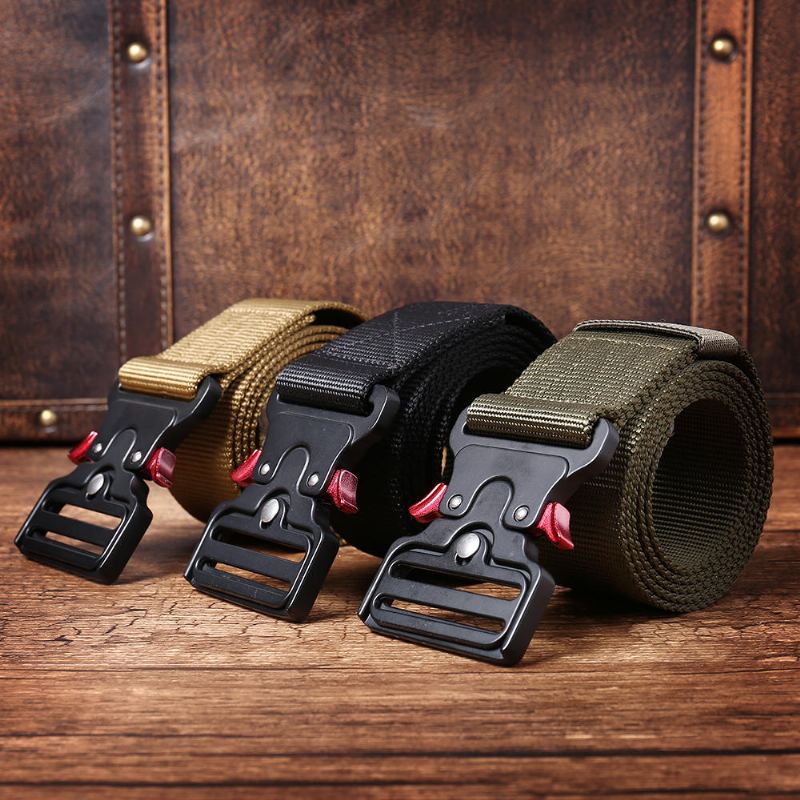 125 cm 4.8 cm Nylon Taille Vrijetijdsriemen Zinklegering Tactische Riem Snelsluiting Invoegen Gesp