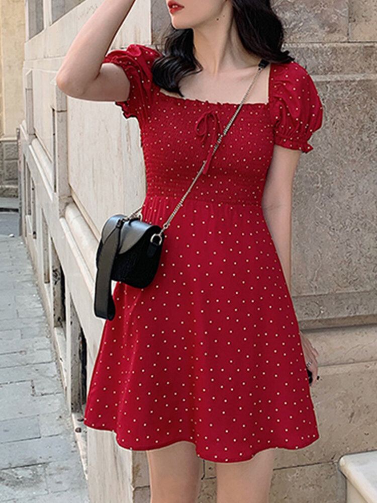 Puff Sleeve Floral Leisure Zomervakantie Jurk Voor Dames