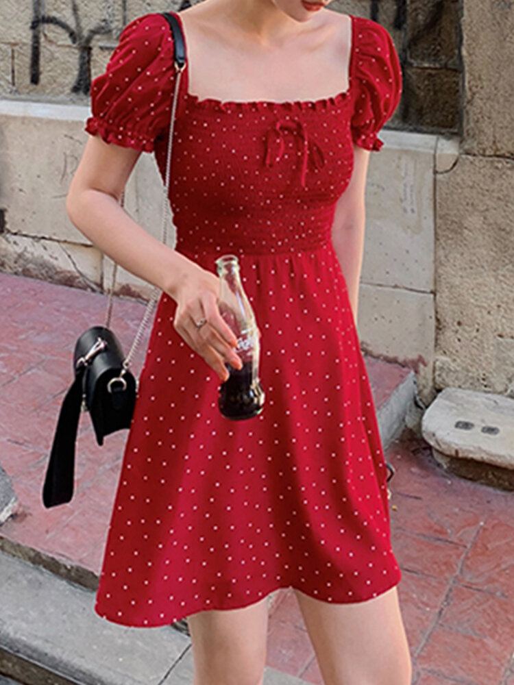 Puff Sleeve Floral Leisure Zomervakantie Jurk Voor Dames
