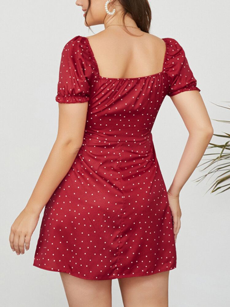 Puff Sleeve Floral Leisure Zomervakantie Jurk Voor Dames