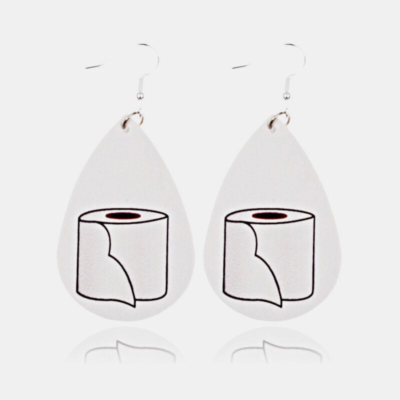 Trendy Lederen Masker Water Drop Oorbellen Geometrische Stereoscopische Toiletpapier Roll Oorbellen