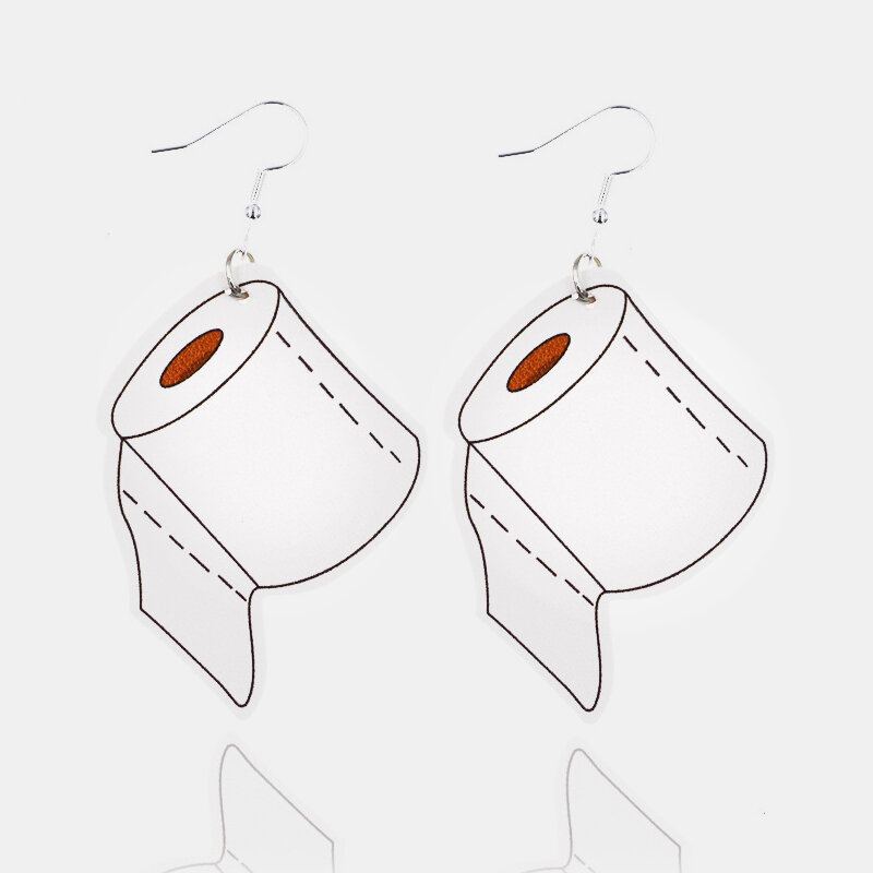 Trendy Lederen Masker Water Drop Oorbellen Geometrische Stereoscopische Toiletpapier Roll Oorbellen