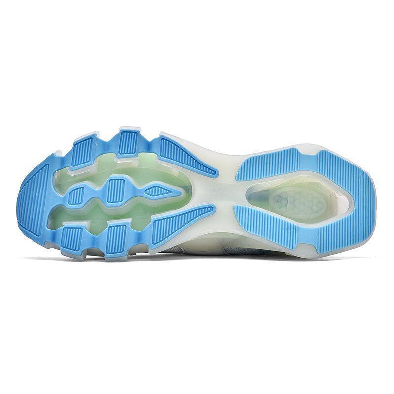 Heren Ademende Stof Zacht Blad Dikke Zool Non Slip Lace Up Casual Comfortabele Schoenen