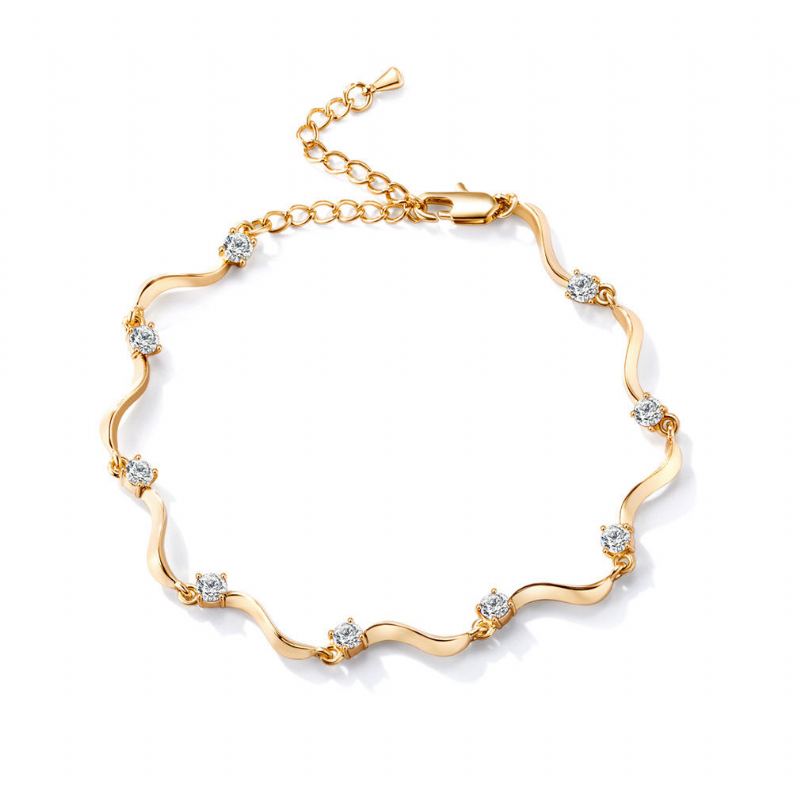 Mode Enkelbanden Vergulde Kleurrijke Zirkoon Wave S Vorm Enkelband Elegante Accessoires Sieraden Voor Vrouwen