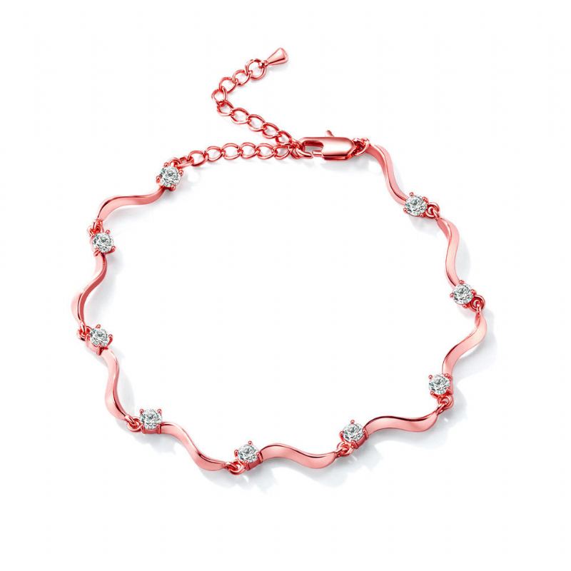 Mode Enkelbanden Vergulde Kleurrijke Zirkoon Wave S Vorm Enkelband Elegante Accessoires Sieraden Voor Vrouwen